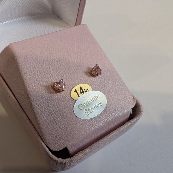 Jewelry - Brand New 14K Gold Pink CZ Earrings For Sale